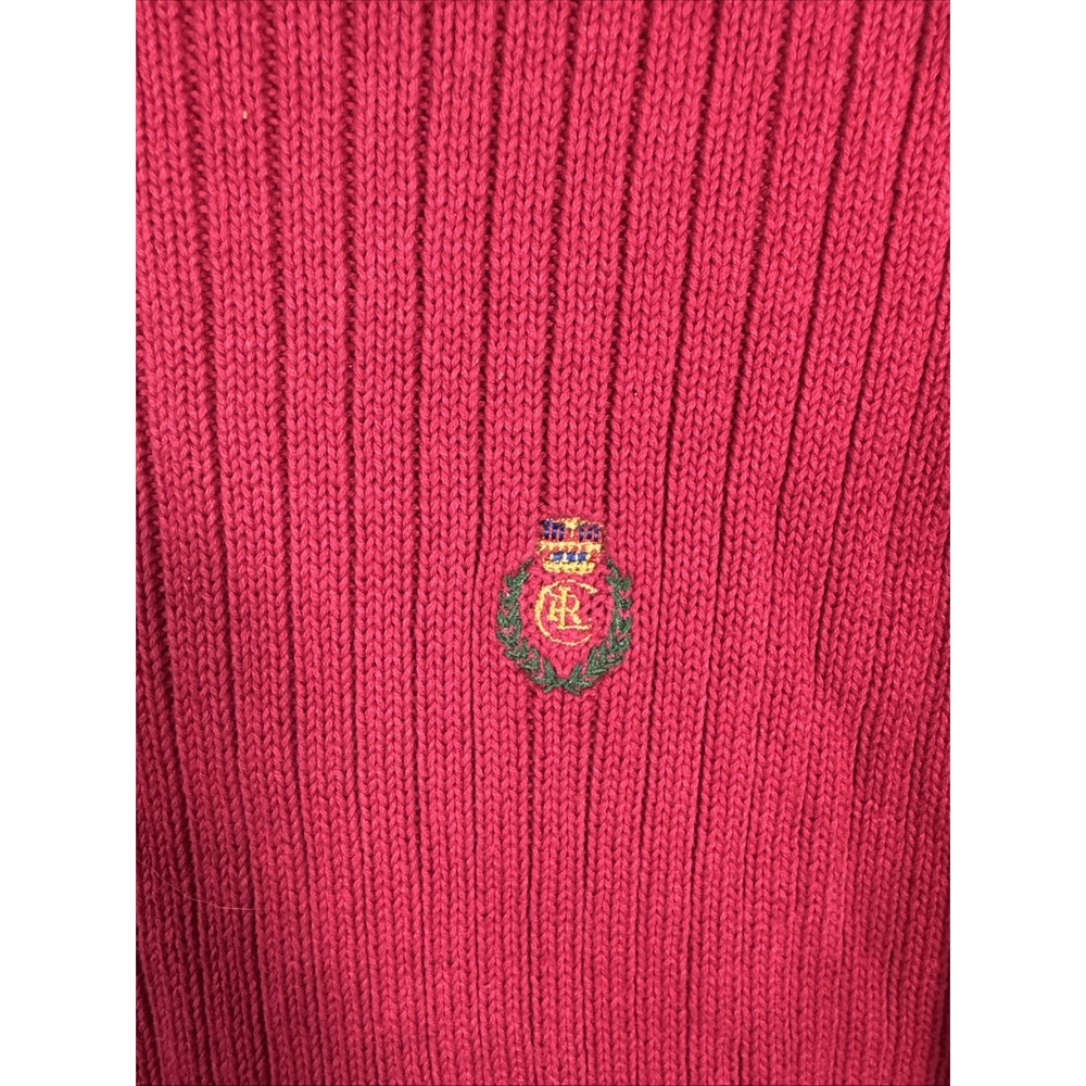 Ralph Lauren Chaps‎ Vintage 100% Wool Cable-Knit Crewneck Sweater Red Size XL - Picture 5 of 9